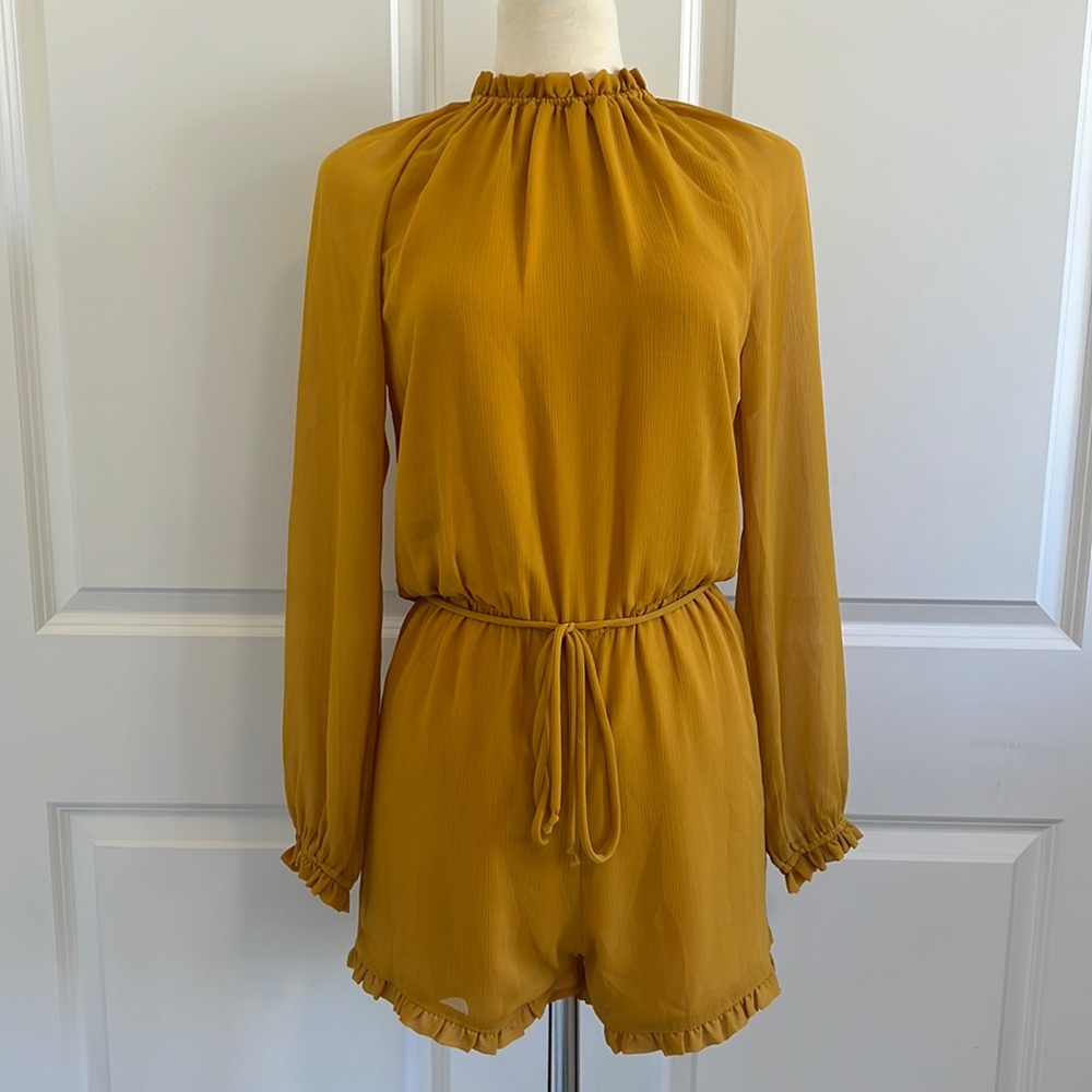 Wayf Mustard Yellow Long-Sleeve Romper
